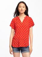 Old Navy Relaxed Cocoon Top For Women - Red Print