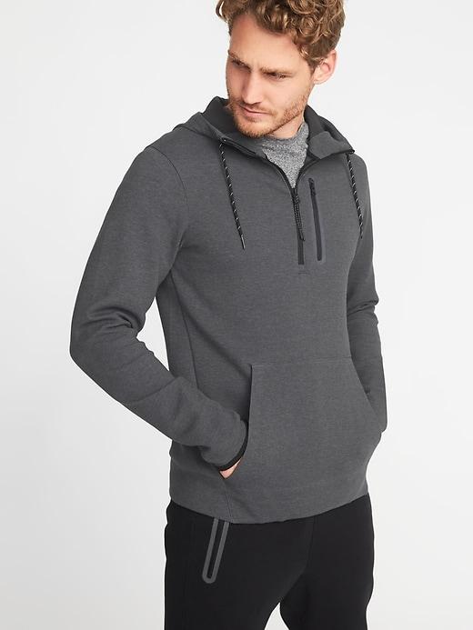 Old Navy Mens Built-in Flex 1/2-zip Hoodie For Men Charcoal Heather Size M