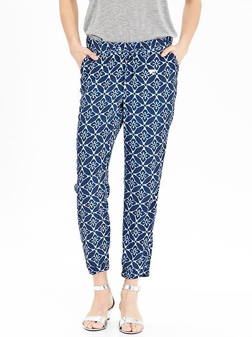 Old Navy Womens Patterned Soft Pants Size L Tall - Navy Floral