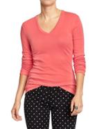 Old Navy Womens Perfect V Neck Tees Size L Tall - Apple Guava