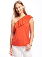 Old Navy Relaxed One Shoulder Top For Women - Hot Tamale