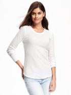 Old Navy Waffle Knit Tee For Women - Cream