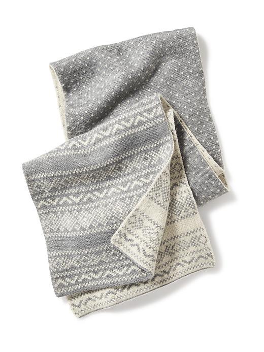 Old Navy Fair Isle Scarf Size One Size - Grey Fair Isle