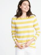 Old Navy Womens Relaxed Mariner-stripe Linen-blend Tee For Women Lime Stripe Size S