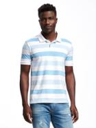 Old Navy Striped Pique Stretch Polo For Men - Bright White