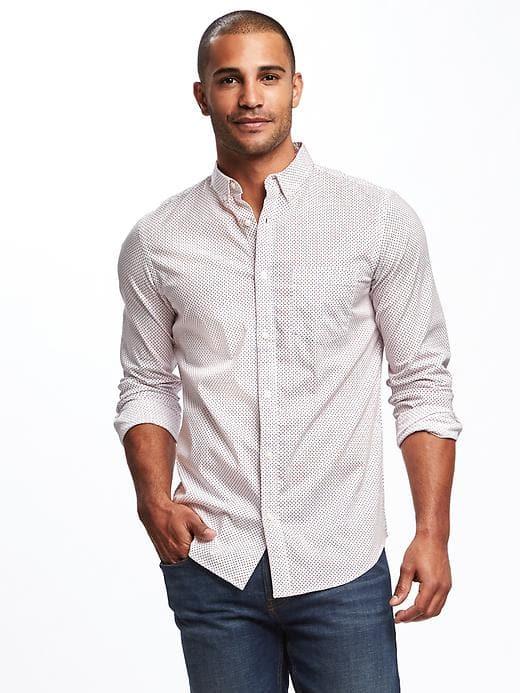 Old Navy Slim Fit Built In Flex Shirt For Men - Robbie Red