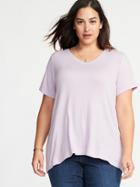 Old Navy Womens Plush-knit Plus-size Luxe V-neck Tee Lilac Opal Size 1x