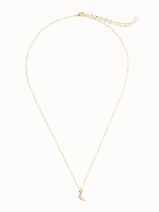 Old Navy Pav Moon Pendant Necklace For Women - Gold