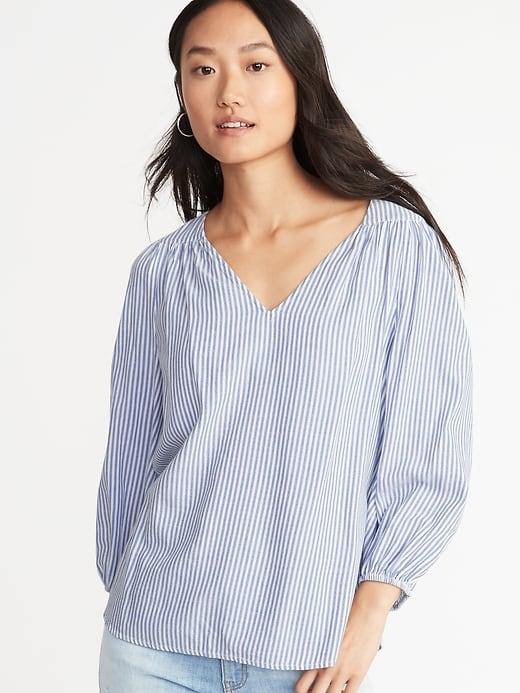 Old Navy Womens Striped Twill Swing Blouse For Women Blue/white Stripe Size Xs