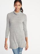 Old Navy Womens Plush-knit Turtleneck Tunic For Women Heather Gray Size L