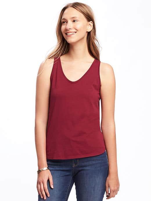 Old Navy Everywear Relaxed Racerback Tank For Women - Gosh Garnet