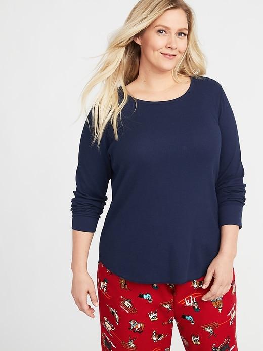 Old Navy Womens Plus-size Thermal Crew-neck Top Lost At Sea Navy Size 2x