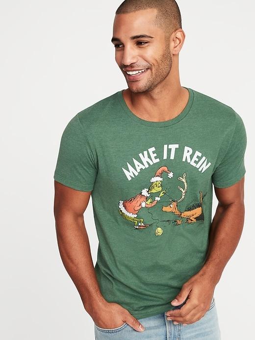 Old Navy Mens Dr. Seuss'; The Grinch Make It Rein Tee For Men Field Of Greens Size S
