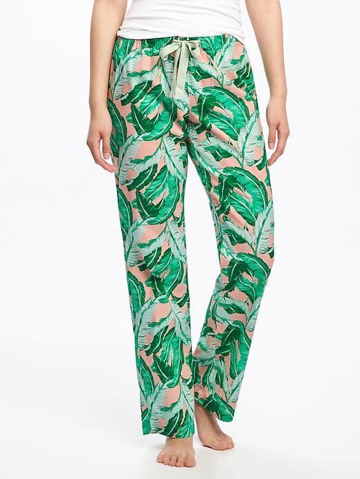 Old Navy Patterned Poplin Sleep Pants For Women - Palm Tree