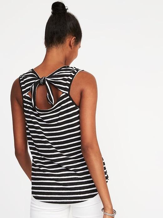 Old Navy Womens Relaxed Sleeveless Tie-back Top For Women Black Stripe Top Size L