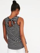 Old Navy Womens Relaxed Sleeveless Tie-back Top For Women Black Stripe Top Size L