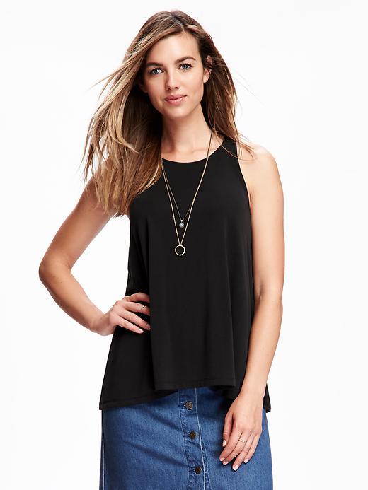 Old Navy Sandwashed High Neck Racerback Tank For Women - Black