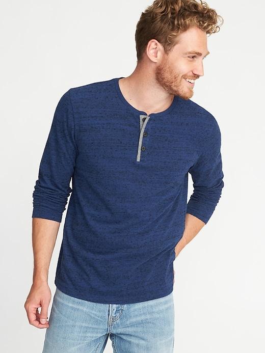 Old Navy Mens Soft-washed Slub-knit Henley For Men Moon Dance Size M