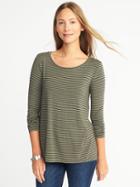 Old Navy Womens Luxe Crew-neck Swing Tee For Women Olive Stripe Size Xxl