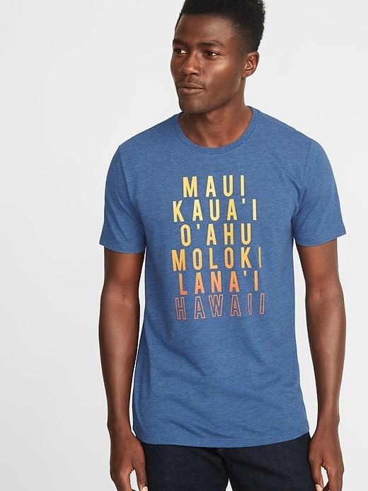 Old Navy Mens Soft-washed Aloha-graphic Tee For Men Ahoy Navy Size L