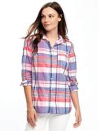 Old Navy Classic Pocket Shirt For Women - White Plaid