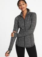 Old Navy Womens Fitted Full-zip Performance Jacket For Women Dark Gray Herringbone Size L