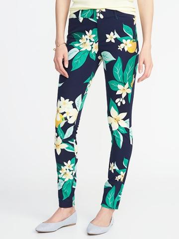 Old Navy Womens Mid-rise Pixie Full-length Pants For Women Navy Floral Size 6