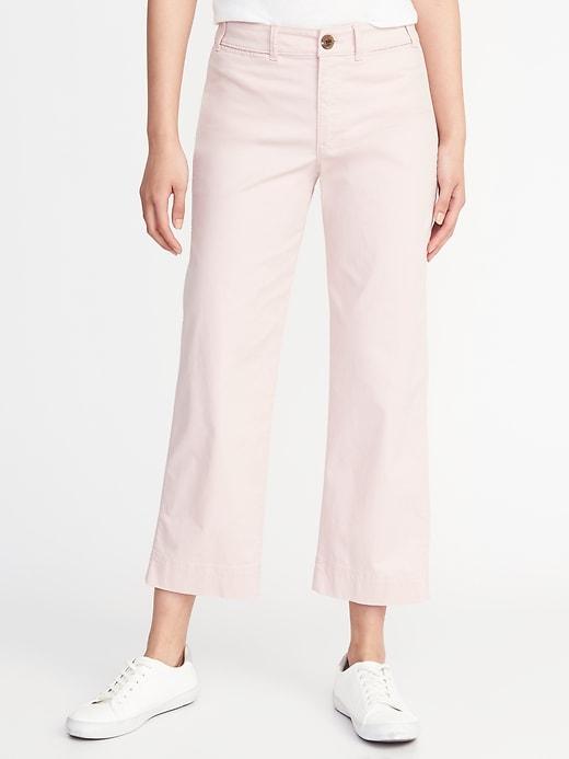 Old Navy Womens Mid-rise Cropped Wide-leg Chinos For Women Bubblegum Pink Size 6