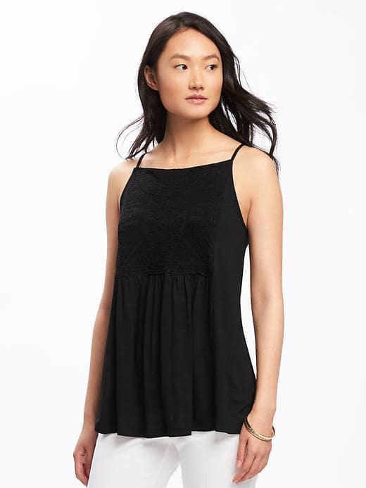 Old Navy Relaxed Embroidered Cami For Women - Black