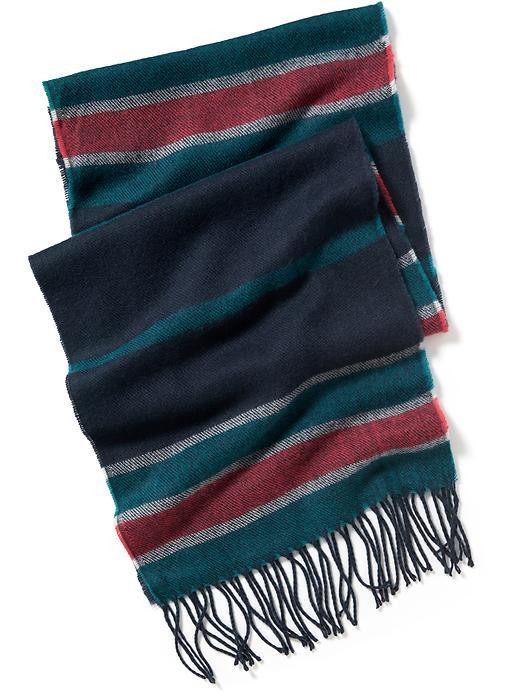 Old Navy Plaid Flannel Fringe Scarf For Men - Red Stripe