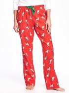 Old Navy Flannel Drawstring Sleep Pants For Women - Red Bulldog