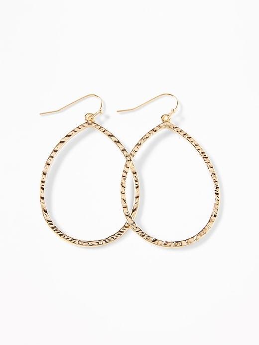 Old Navy Womens Hammered-metal Teardrop Hoop Earrings For Women Gold Size One Size