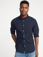Old Navy Mens Slim-fit Built-in Flex Everyday Neps Shirt For Men Navy Blue Size M