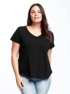 Old Navy Womens Everywear Plus-size V-neck Tee Black Size 2x