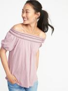 Old Navy Womens Relaxed Bubble-sleeve Top For Women Plum Tonic Size S
