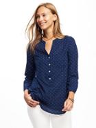 Old Navy Relaxed Printed Lightweight Blouse For Women - White/blue Dot