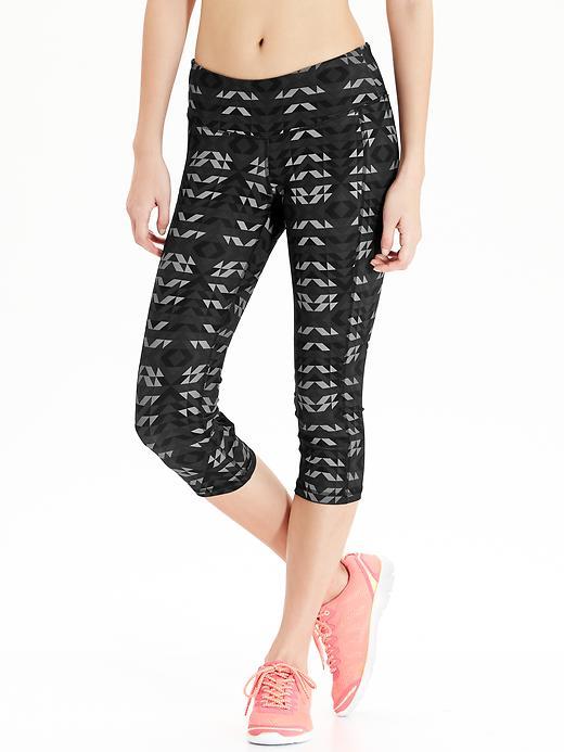 Old Navy Womens Active Patterned Compression Capris 20&quot; Size L Tall - Black Print Bottom