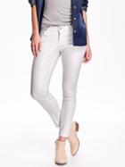 Old Navy Womens The Rockstar Mid Rise Metallic Skinny Jeans Size 10 Regular - Silver
