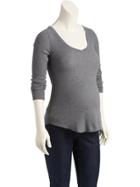 Old Navy Waffle Knit V Neck Tee Size L - Heather Grey