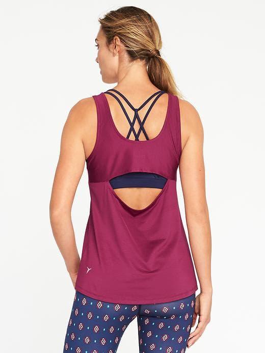 Old Navy Go Dry Cutout Back Tank For Women - Raspberry Twist