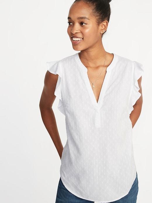 Sleeveless Ruffle-trim Top For Women