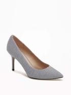 Old Navy Patterned Canvas Stiletto Pumps For Women - Chambray Stripe
