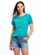Old Navy Relaxed Graphic Crew Neck Tee For Women - Teal We Meet