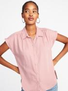 Old Navy Womens Relaxed Cap-sleeve Classic Shirt For Women Teak Rose Size S