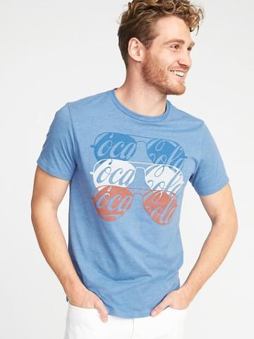 Old Navy Mens Coca-colarib Americana Sunglasses Tee For Men Anchor Bay Blue Size Xl