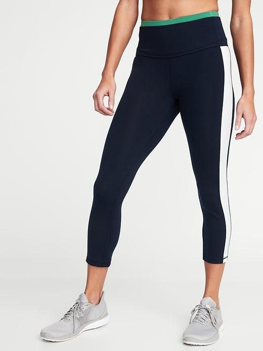 High-rise Elevate Side-stripe Compression Crops For Women