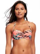 Old Navy Twist Front Bandeau Bikini Top For Women - Neon Palms Nylon