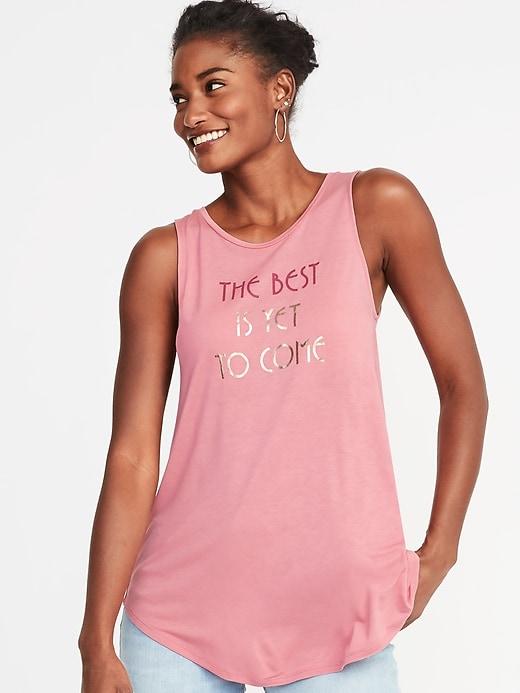 Old Navy Womens Graphic High-neck Swing Tank For Women The Best Is Yet To Come Size Xs