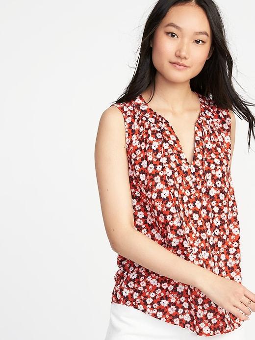 Old Navy Womens Relaxed Sleeveless Boho Top For Women Red Floral Size L
