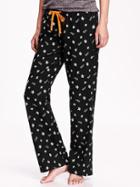 Old Navy Halloween Print Flannel Pj Pants Size L - Black